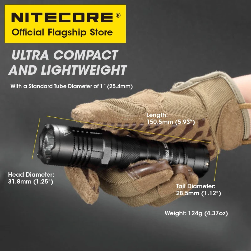 NİTECORE P20i UV 1800 lümen kendini DefenseTactical el feneri şarj edilebilir çift ışık kaynağı UV projektör ile NL2140i pil Görüntü 4