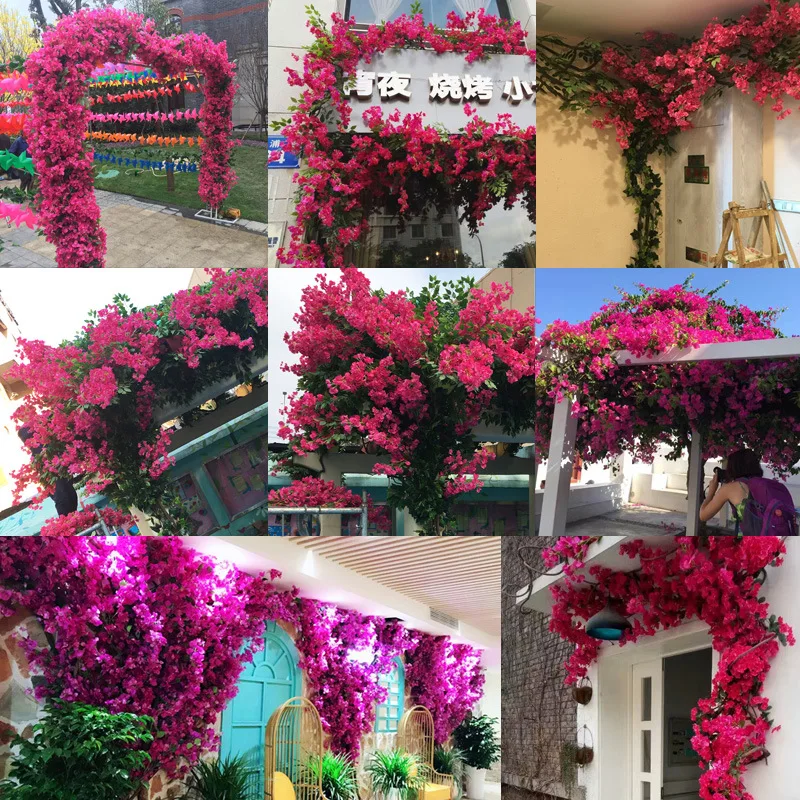 120cm Yüksek Kaliteli Yapay Begonvil Çiçek İpek Sahte Çiçek Düğün Dekorasyon DIY Parti Dekorasyon Çiçek Duvar Çelenk Görüntü 1