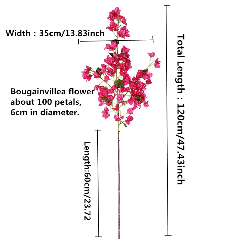 120cm Yüksek Kaliteli Yapay Begonvil Çiçek İpek Sahte Çiçek Düğün Dekorasyon DIY Parti Dekorasyon Çiçek Duvar Çelenk Görüntü 4