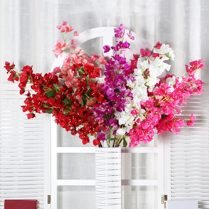 120cm Yüksek Kaliteli Yapay Begonvil Çiçek İpek Sahte Çiçek Düğün Dekorasyon DIY Parti Dekorasyon Çiçek Duvar Çelenk Görüntü 5