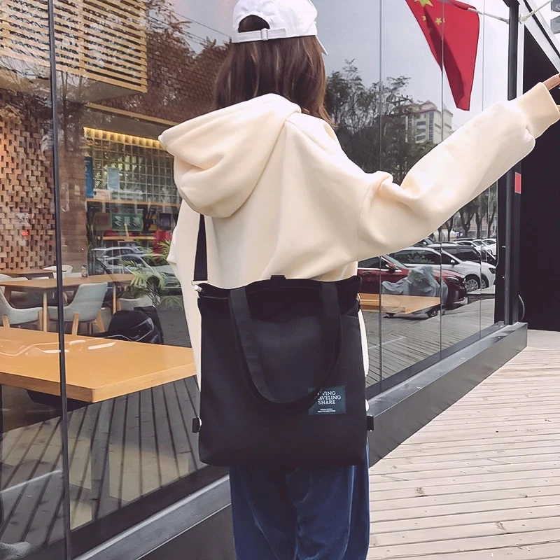 Kadın Kore versiyonu bir omuz kanvas çanta moda edebiyat ve Sanat Koleji Öğrenci Sırt Çantası sınıf öğretici kanvas çanta Görüntü 3