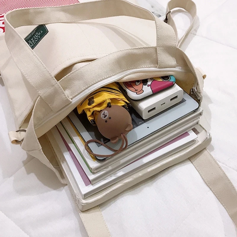 Kadın Kore versiyonu bir omuz kanvas çanta moda edebiyat ve Sanat Koleji Öğrenci Sırt Çantası sınıf öğretici kanvas çanta Görüntü 4