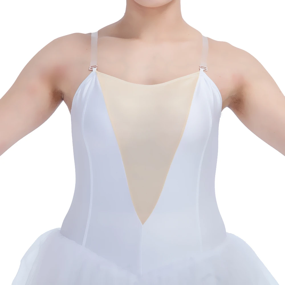 Beyaz Kaşkorse Romantik Uzun Tutu Elbise Çıplak Ekleme Ön ve Çıplak Ayarlanabilir Sapanlar bale kostümü Görüntü 4