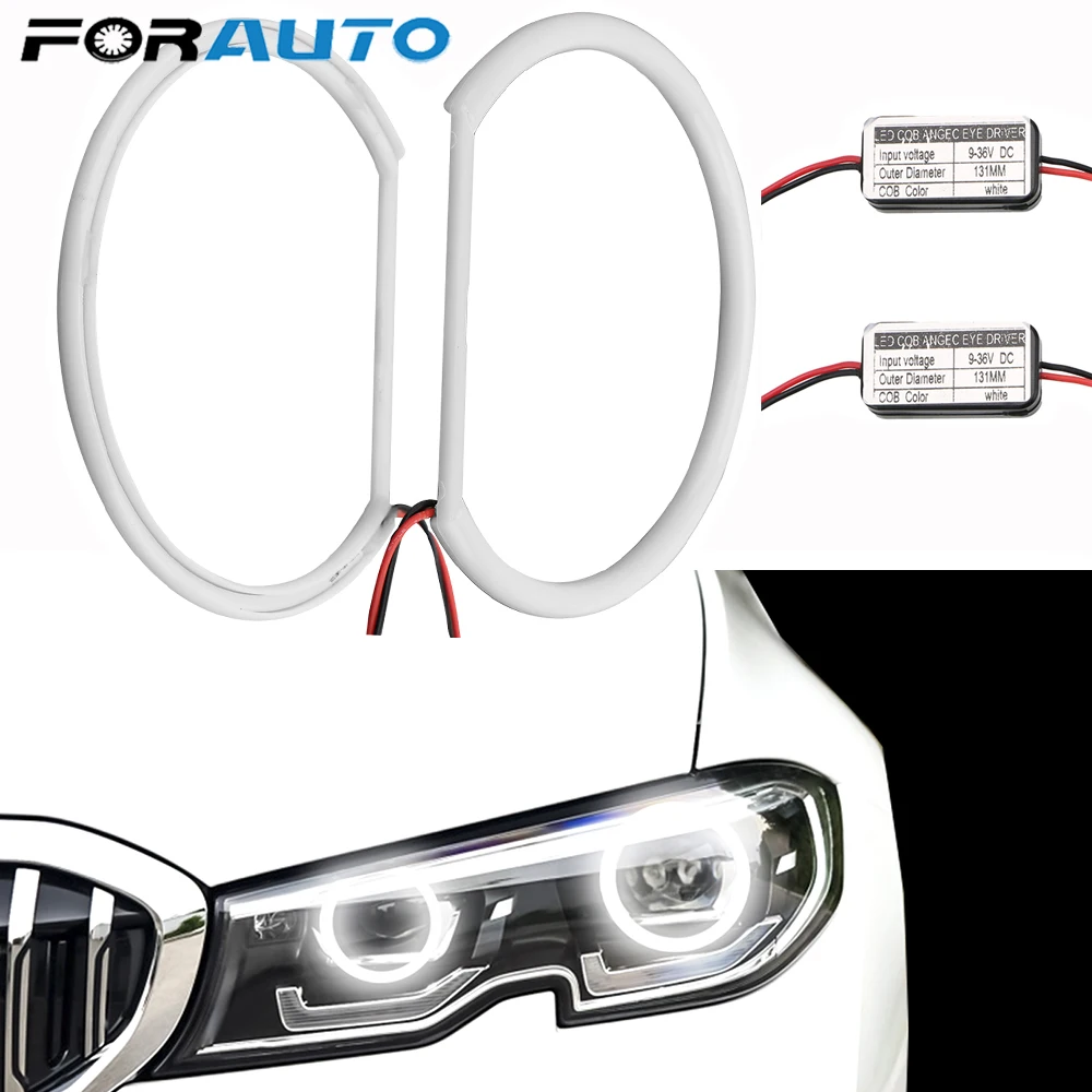 FORAUTO Araba-styling 1 TAKIM (2x131mm )beyaz Halo pamuk ışık araba smd LED melek gözler BMW E46 olmayan projektör otomatik aydınlatma 12V Görüntü 0