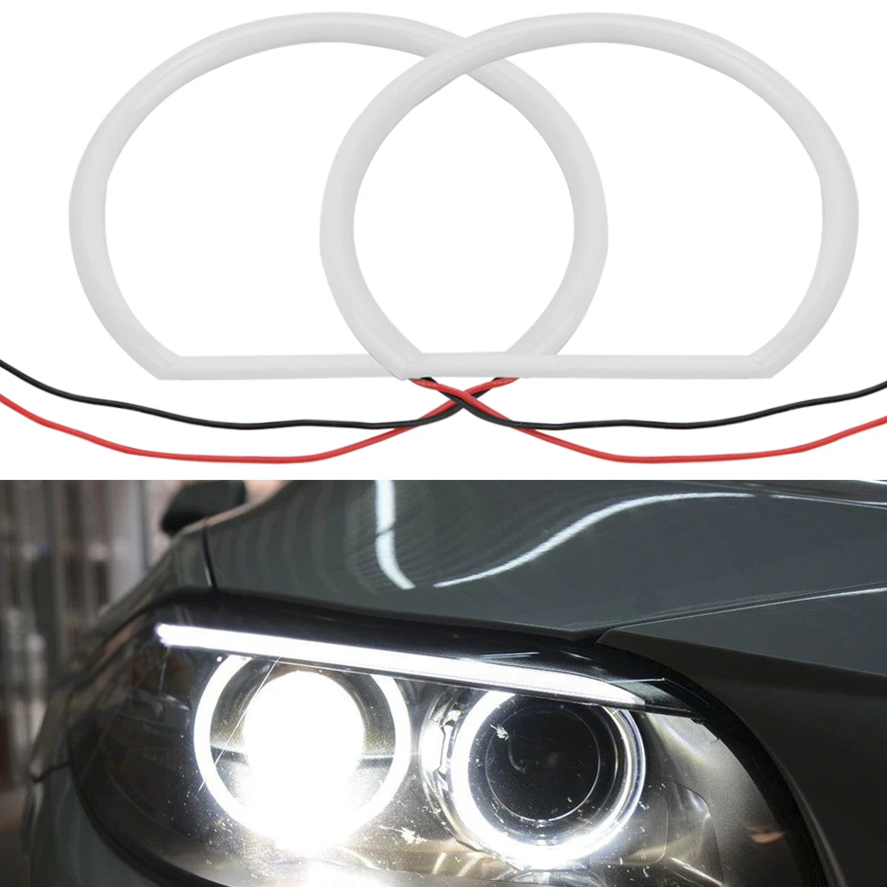 FORAUTO Araba-styling 1 TAKIM (2x131mm )beyaz Halo pamuk ışık araba smd LED melek gözler BMW E46 olmayan projektör otomatik aydınlatma 12V Görüntü 1