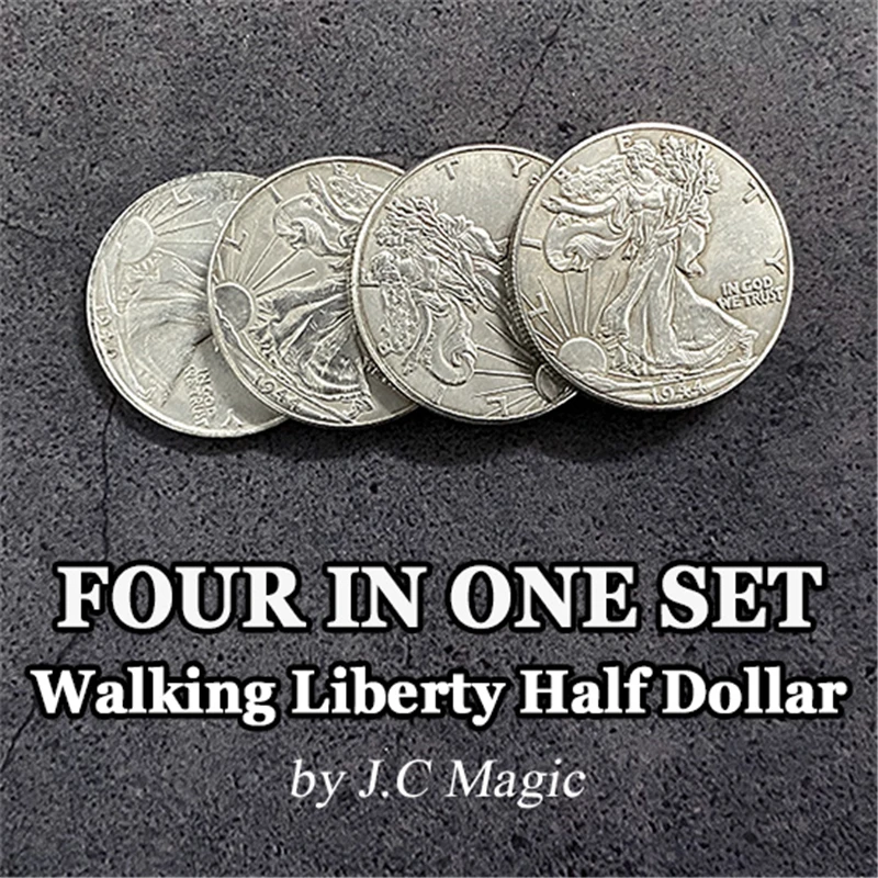 Dört Bir Walking Liberty Yarım Dolar Set Sihirli Hileler Sikke Görünür Kaybolur Magia Sihirbaz Aksesuarı Yakın Illusion Mentalism Görüntü 1