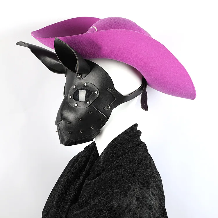 Sokak Punk Tarzı Tavşan baş maskesi Cadılar Bayramı Cosplay PU Maske Seksi Kadın Çünkü Tavşan Maskesi Görüntü 1