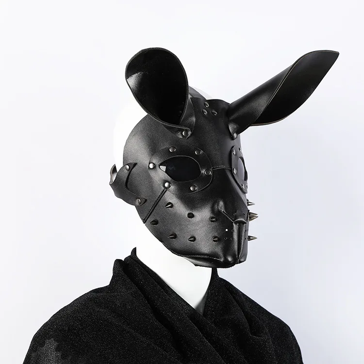 Sokak Punk Tarzı Tavşan baş maskesi Cadılar Bayramı Cosplay PU Maske Seksi Kadın Çünkü Tavşan Maskesi Görüntü 2