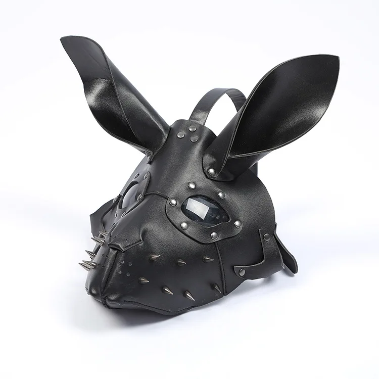 Sokak Punk Tarzı Tavşan baş maskesi Cadılar Bayramı Cosplay PU Maske Seksi Kadın Çünkü Tavşan Maskesi Görüntü 3