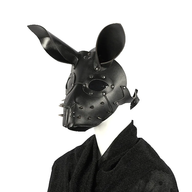 Sokak Punk Tarzı Tavşan baş maskesi Cadılar Bayramı Cosplay PU Maske Seksi Kadın Çünkü Tavşan Maskesi Görüntü 5