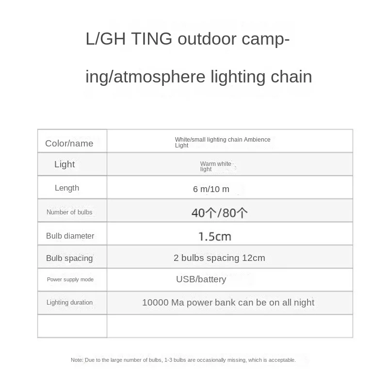 Açık kamp LED aydınlatma çadır ışığı atmosfer ışığı asılı kamp dekorasyon USB küçük dize ışık Görüntü 5