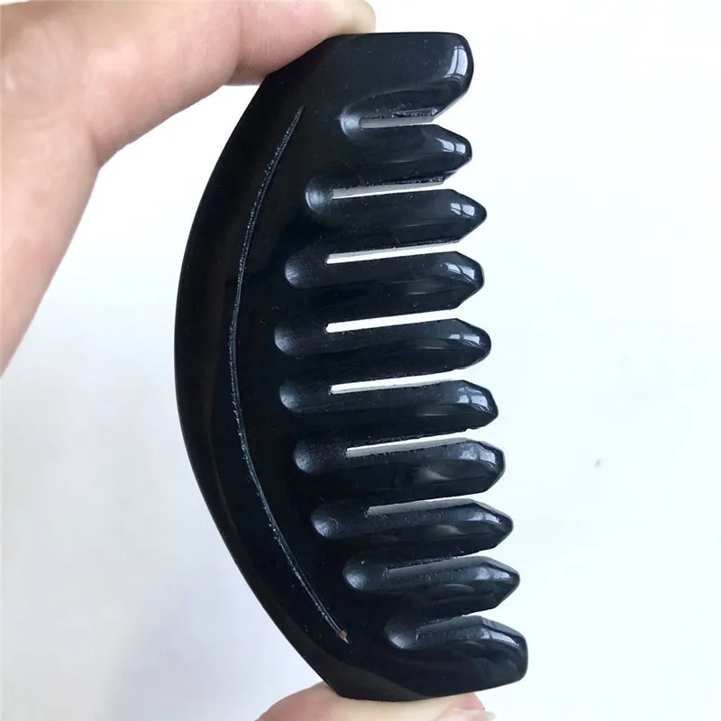 Ücretsiz Kargo Doğal El Cilalı Kristal Reiki Combs Şifa Siyah Obsidyen Gül Kuvars Masaj Taraklar Görüntü 3