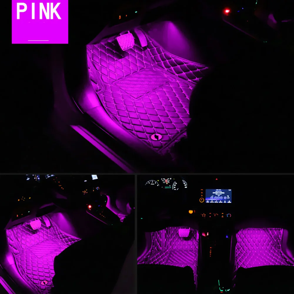 Oto dekoratif lamba sigara çakmak adaptörü 9 LED 4 İn 1 araba iç atmosfer ışıkları Dash zemin ayak şerit ışıkları Görüntü 3