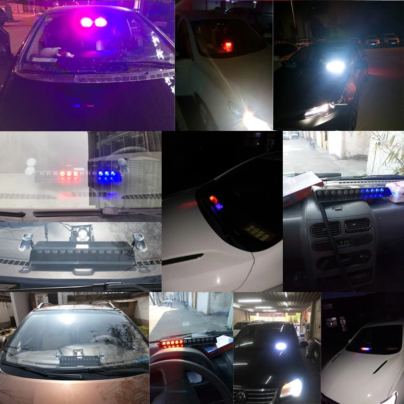 Araba elektronik flaş ışıkları Lamba 8/9 / 12LED Polis Led Flaşör acil uyarı ışığı Araba Uzaktan kumanda polis lambası strobe Görüntü 5