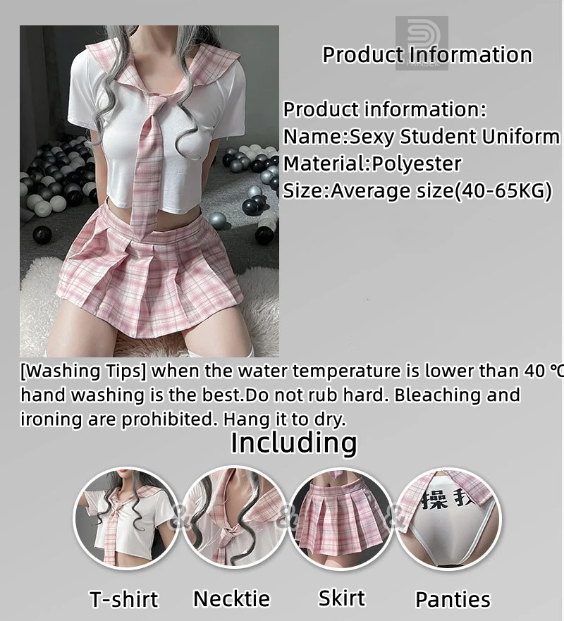 Seksi İç Çamaşırı Cosplay Kıyafet Okul Kız JK Japon Öğrenci Üniforma Rol Oynayan Erotik Kostüm Denizci Elbisesi Ekose Mini Etek Görüntü 5