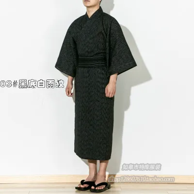 Geleneksel Japonya Kimono Yukata Erkek %95 % Pamuk Sabahlık Erkek Salonu Elbiseler Kemer Artı Boyutu Yaz Pijama seti Görüntü 4