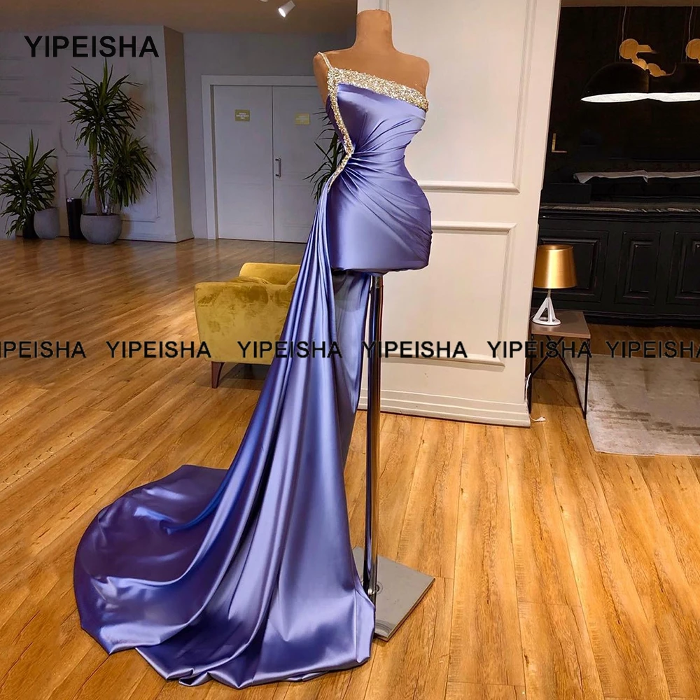 Yipeisha Kısa Kokteyl Elbise 2021 Yeni Varış Bir Omuz Lüks Boncuk Dubai Arapça Kadınlar Örgün Parti Törenlerinde Pageant Elbise Görüntü 0