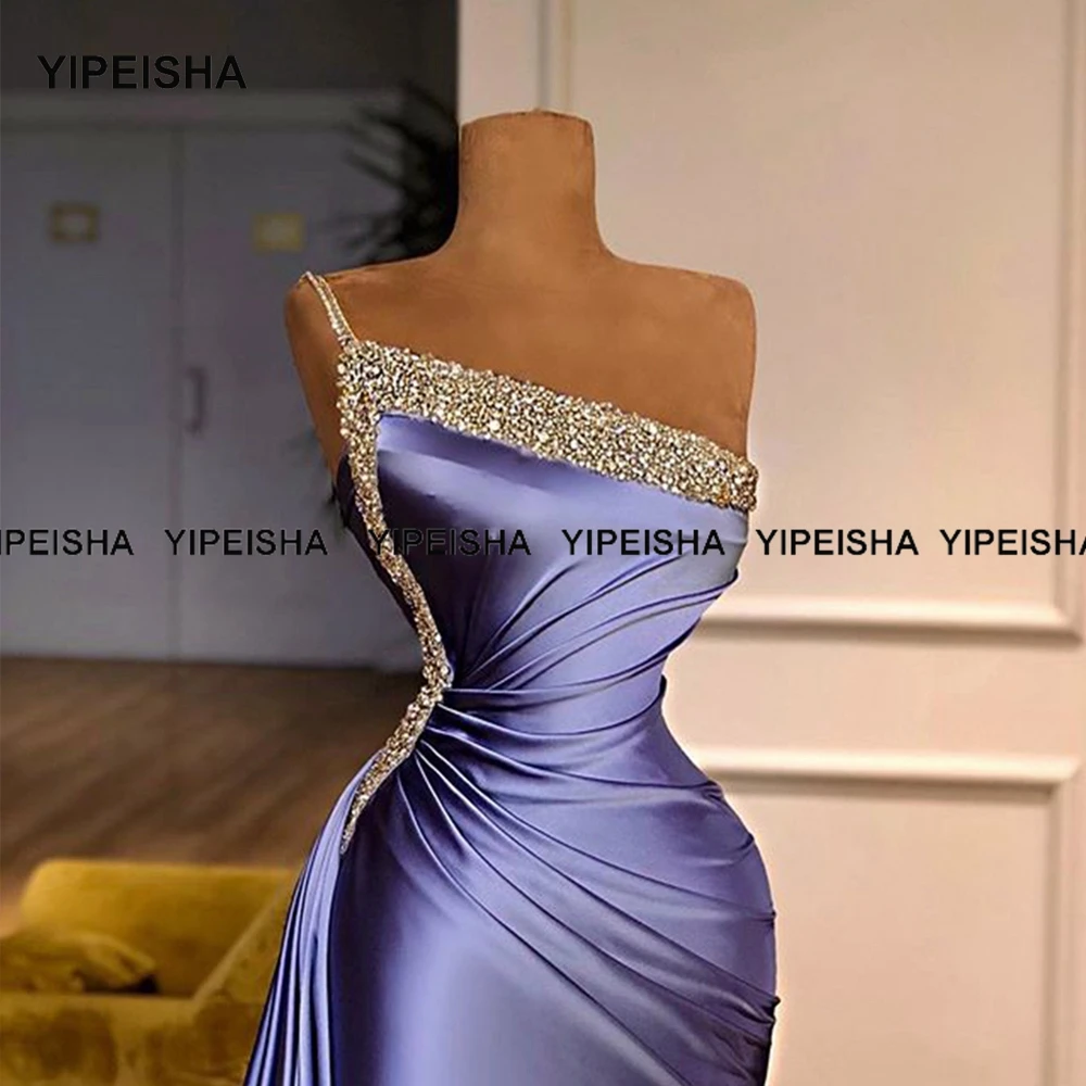 Yipeisha Kısa Kokteyl Elbise 2021 Yeni Varış Bir Omuz Lüks Boncuk Dubai Arapça Kadınlar Örgün Parti Törenlerinde Pageant Elbise Görüntü 1