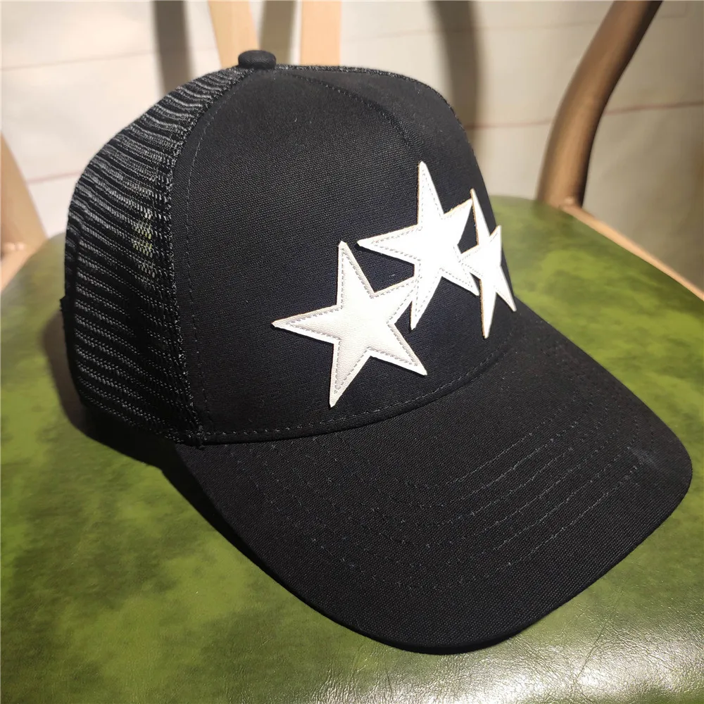 Beyaz Deri Yıldız beyzbol şapkası Gelgit Marka Ördek Dil Şapka Hip Hop Şapka Trend Erkek Kadın Güneş Gölgeleme Kap şoför şapkası Siyah Görüntü 0