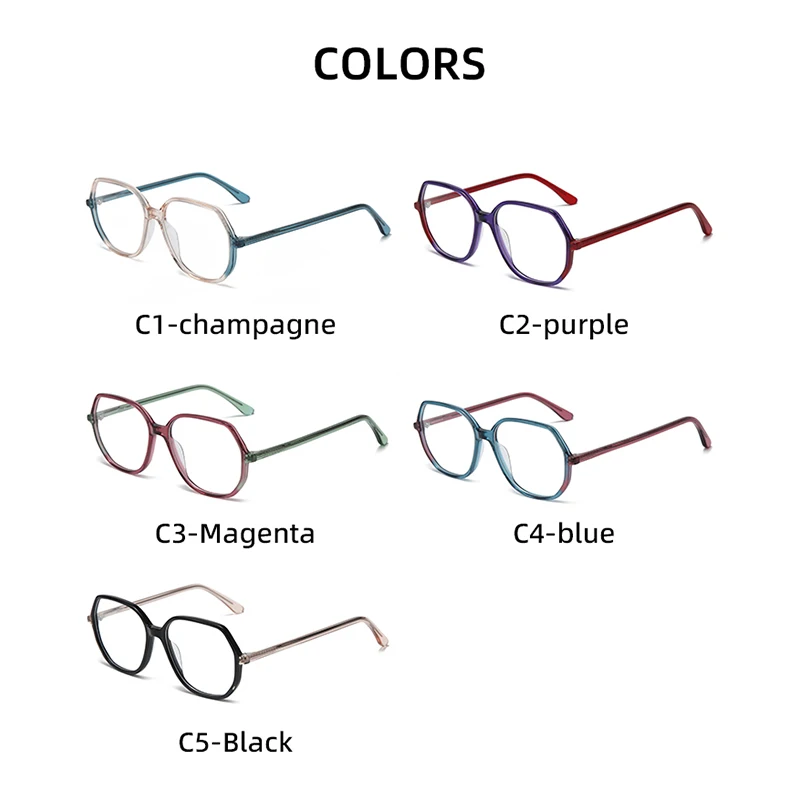 Kadın Poligon Asetat Gözlük Çerçeveleri Kadın Renkli Moda Gözlük Eklenmiş Optik Reçete Gözlük Çerçevesi BOA1253 Görüntü 4