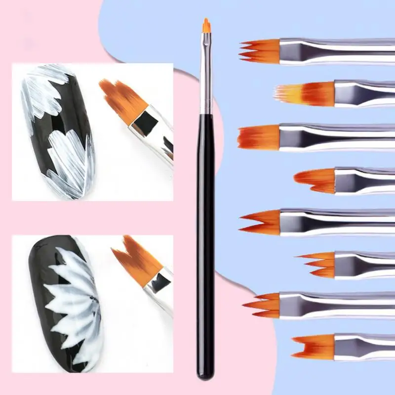 8 Adet Çiçek cetvel kalemi Degrade DIY Tırnak resim fırçası Seti Boyama Çizim Ucu Akrilik Jel UV Lehçe Tırnak Sanat Tasarım Manikür Aracı Görüntü 1