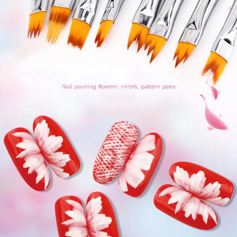8 Adet Çiçek cetvel kalemi Degrade DIY Tırnak resim fırçası Seti Boyama Çizim Ucu Akrilik Jel UV Lehçe Tırnak Sanat Tasarım Manikür Aracı Görüntü 5