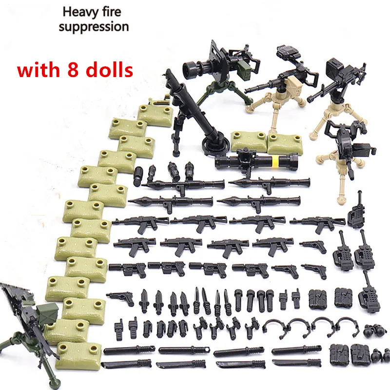 WW2 Askeri Özel Kuvvetler Modern Asker Polis MOC SWAT Şehir Askeri Silah Figürleri Tüfek Yapı Taşı Mini Oyuncaklar PUBG RPG Görüntü 0
