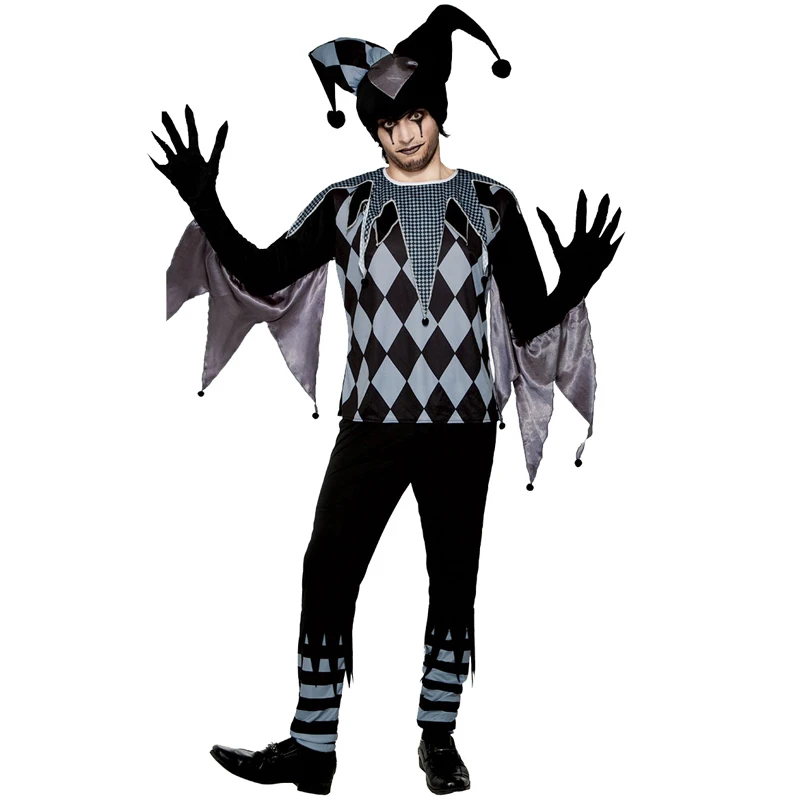 Çift Karnaval Cadılar Bayramı Evil Sirk palyaço kostümü Çılgın Stephen King's Poker Harlequin Cosplay Fantezi parti elbisesi Görüntü 1