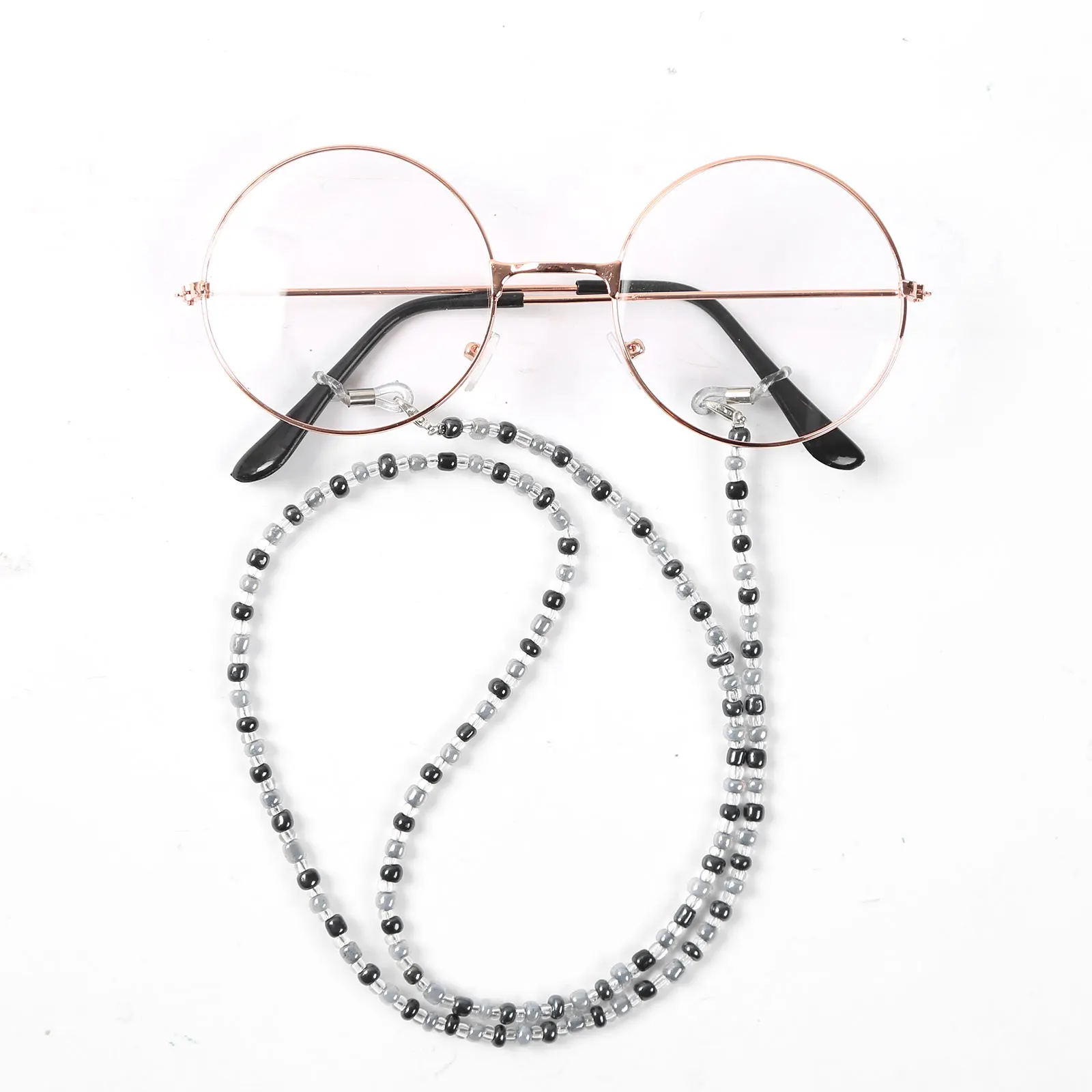 5 Adet Yaşlı Bayan Cosplay Kostüm Büyükanne Peruk Boncuk Gözlük Zinciri Gözlük İnci Kolye Setleri Maskeli Parti Cadılar Bayramı için Görüntü 3