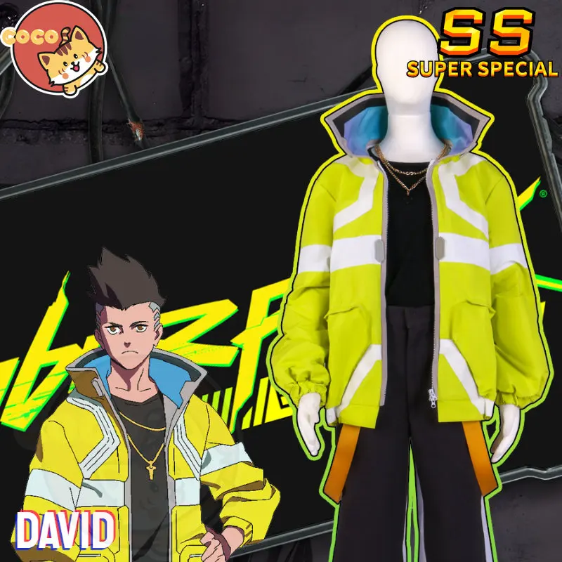 CoCos-SS Anime Cyberpunk: Edgerunners David Cosplay Kostüm Anime Edgerunners Cosplay David Martinez Cosplay Ceket ve Peruk Görüntü 0