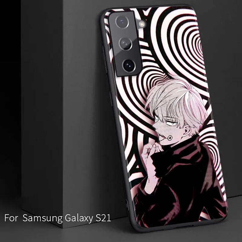 Jujutsu Kaisen Satoru Gojo anime Samsung Galaxy S21 S20FE S10 S10e S9 S8 S7 S6 Ultra Artı Lite Kenar 5G Siyah Yumuşak telefon kılıfı Görüntü 1