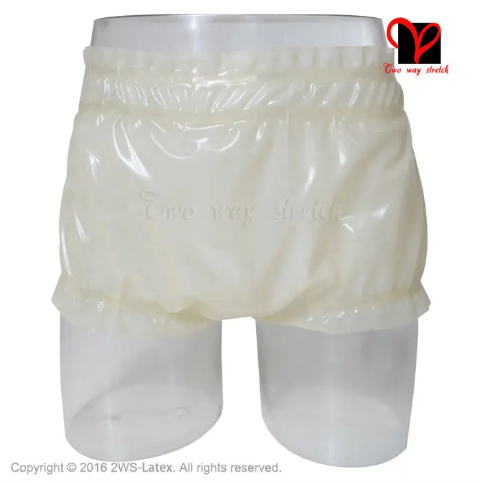 Seksi Şeffaf Lateks bloomers elastik bant Kauçuk iç çamaşırı Şort bebek pantolon Hotpants külot külot KZ-040 düşük kesim XXL Görüntü 0