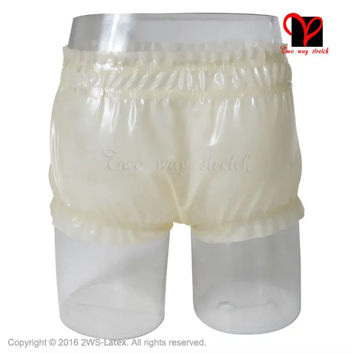 Seksi Şeffaf Lateks bloomers elastik bant Kauçuk iç çamaşırı Şort bebek pantolon Hotpants külot külot KZ-040 düşük kesim XXL Görüntü 4