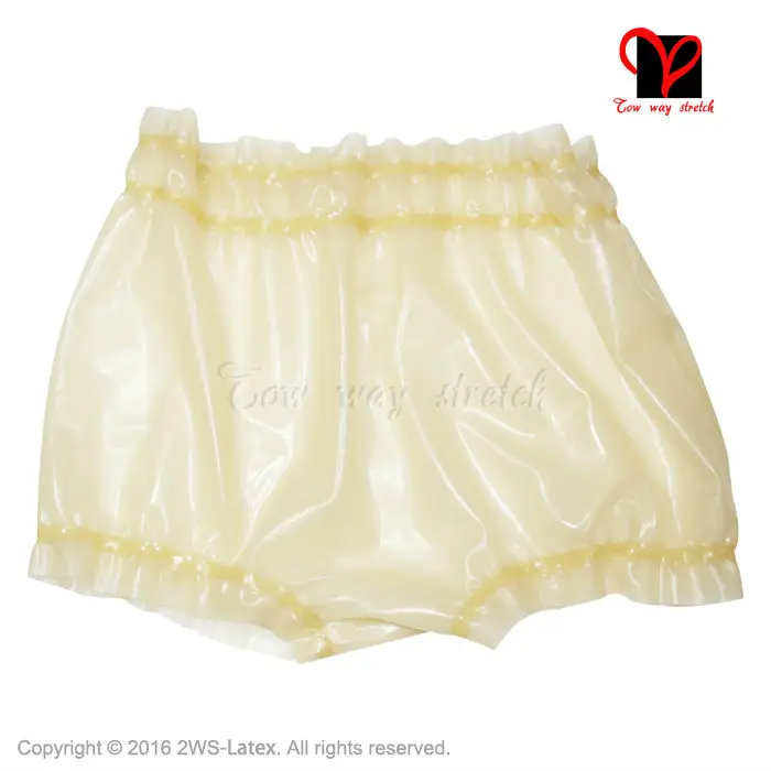 Seksi Şeffaf Lateks bloomers elastik bant Kauçuk iç çamaşırı Şort bebek pantolon Hotpants külot külot KZ-040 düşük kesim XXL Görüntü 5