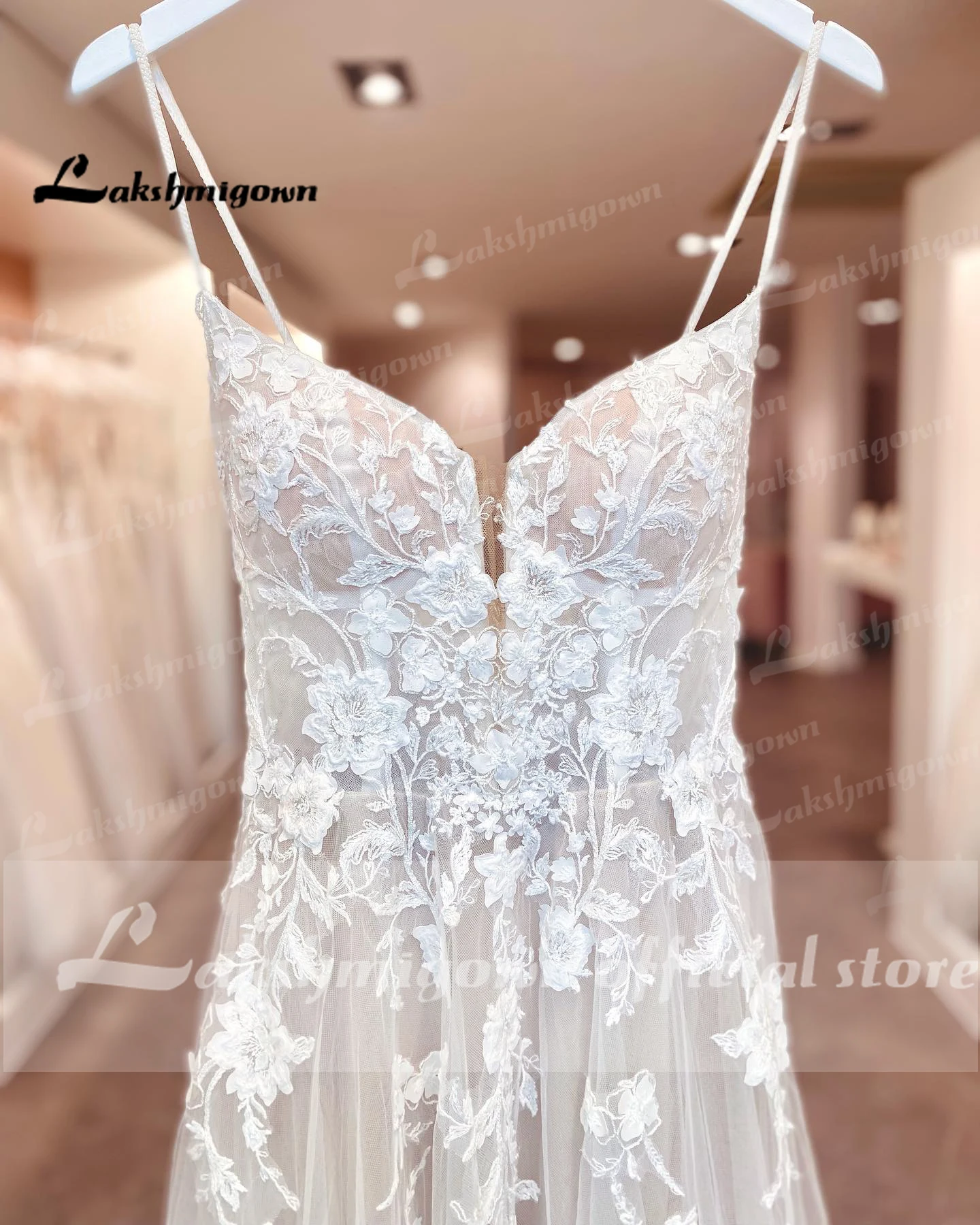 Seksi Gelin düğün elbisesi Aç Geri 2023 Kadınlar Boho Gelinlikler Spagetti Sapanlar dantel Plaj elbise Vestidos Robe de mariee Görüntü 3