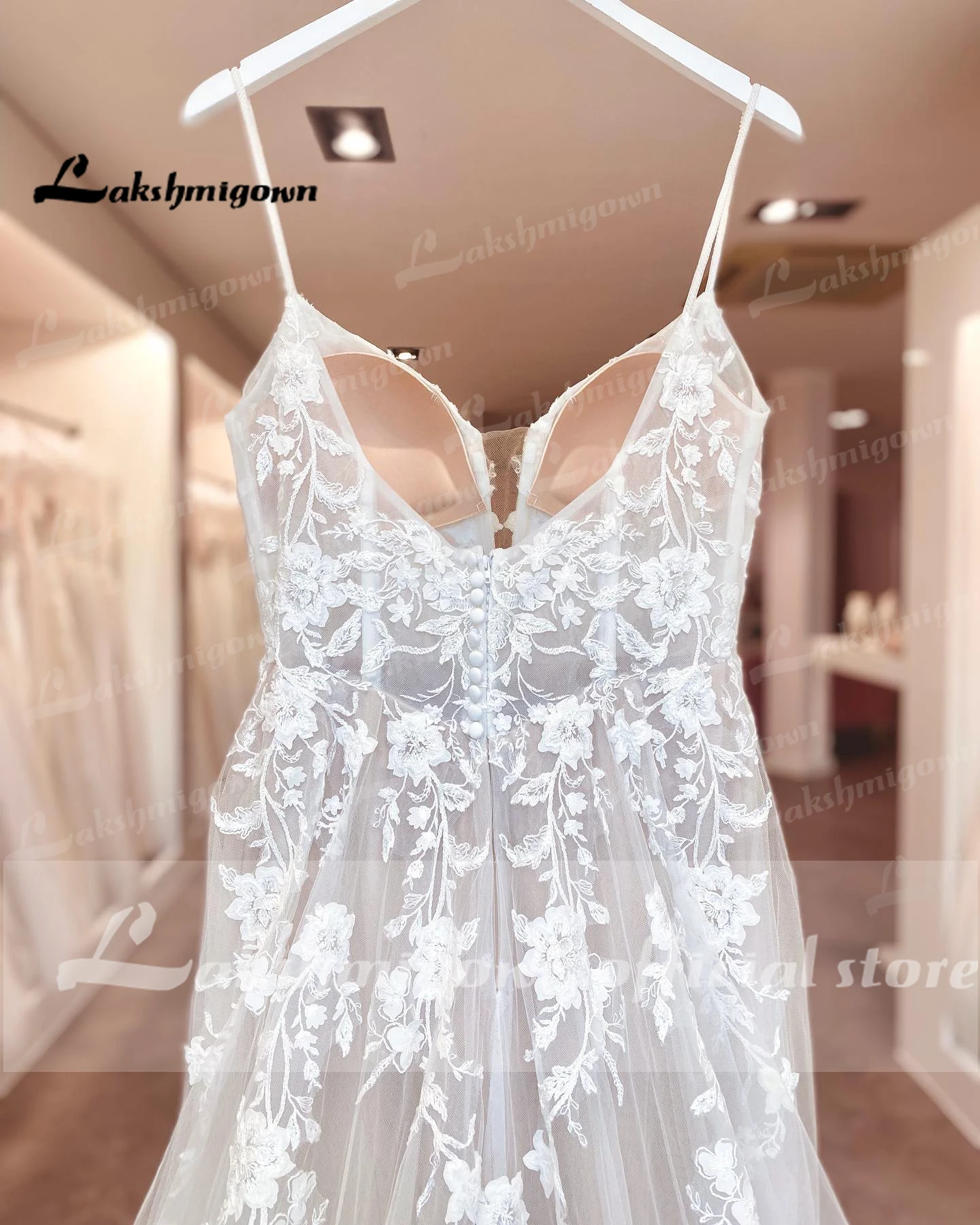 Seksi Gelin düğün elbisesi Aç Geri 2023 Kadınlar Boho Gelinlikler Spagetti Sapanlar dantel Plaj elbise Vestidos Robe de mariee Görüntü 4