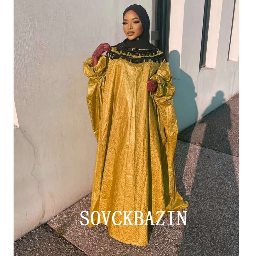 Geleneksel Afrika Bayan Giyim Bazin Riche Elbise Nijerya Düğün Veya Parti Maxi Elbise Dashiki Yüksek Kalite 2022 Zarif Elbise Görüntü 1