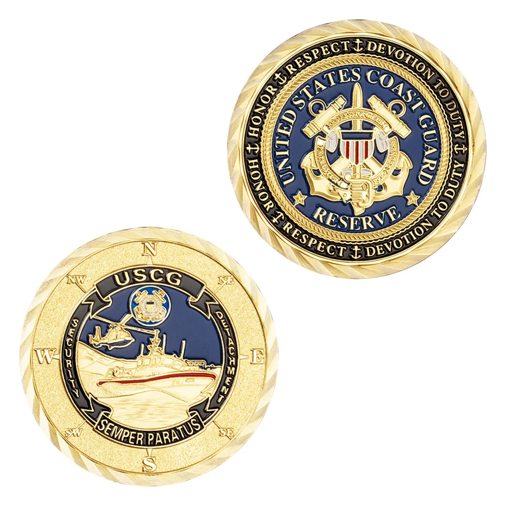 Sahil Güvenlik Hediyelik Eşya ve Hediyeler ABD Sikke Semper Paratus USCG Temel Değerler Mücadelesi Coin Veteran Altın Kaplama hatıra parası Görüntü 0