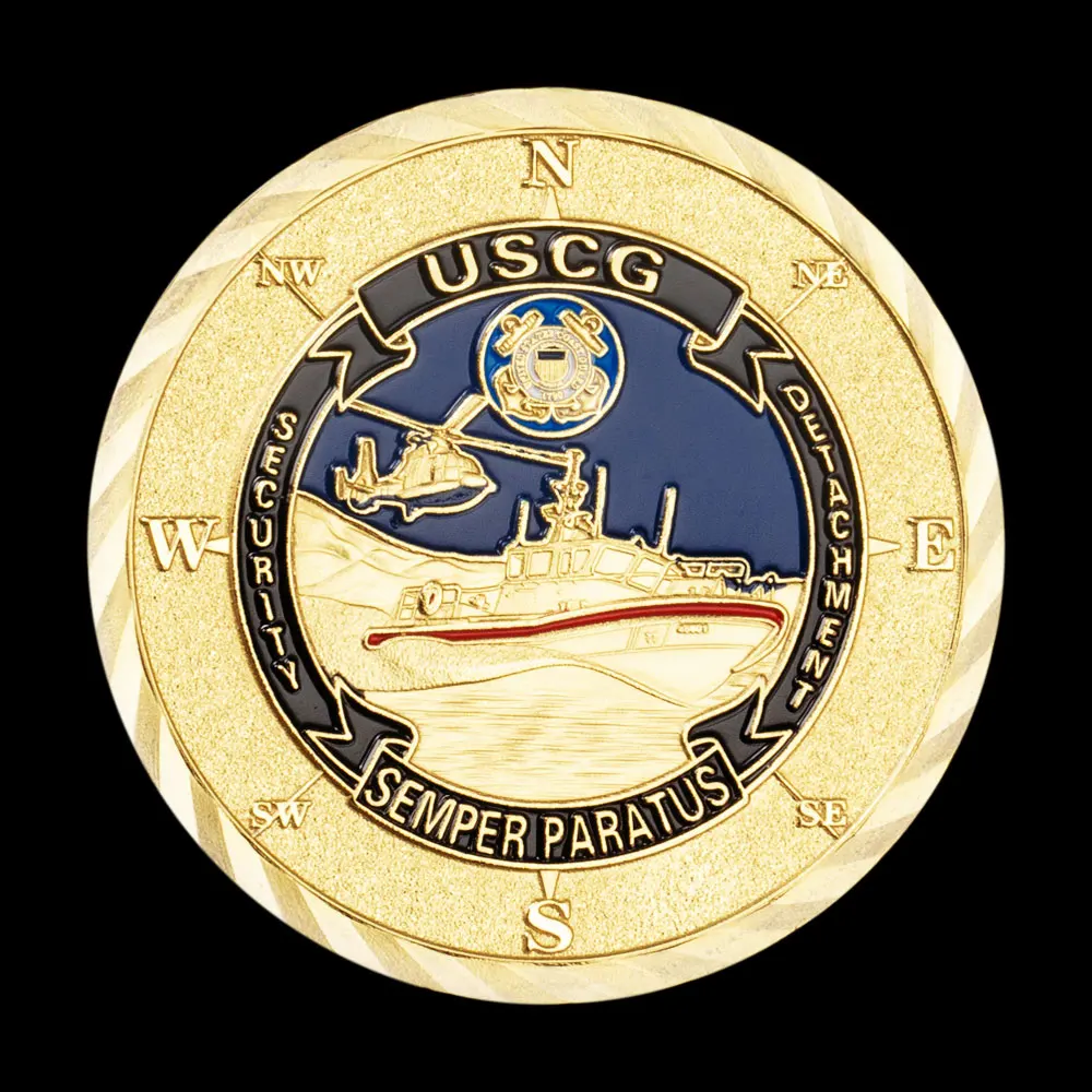 Sahil Güvenlik Hediyelik Eşya ve Hediyeler ABD Sikke Semper Paratus USCG Temel Değerler Mücadelesi Coin Veteran Altın Kaplama hatıra parası Görüntü 1