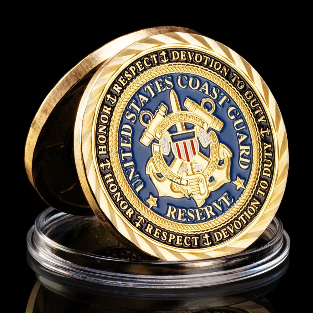 Sahil Güvenlik Hediyelik Eşya ve Hediyeler ABD Sikke Semper Paratus USCG Temel Değerler Mücadelesi Coin Veteran Altın Kaplama hatıra parası Görüntü 4