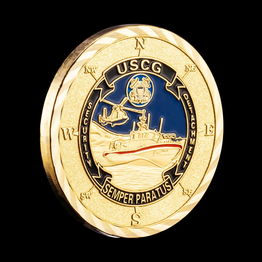 Sahil Güvenlik Hediyelik Eşya ve Hediyeler ABD Sikke Semper Paratus USCG Temel Değerler Mücadelesi Coin Veteran Altın Kaplama hatıra parası Görüntü 5