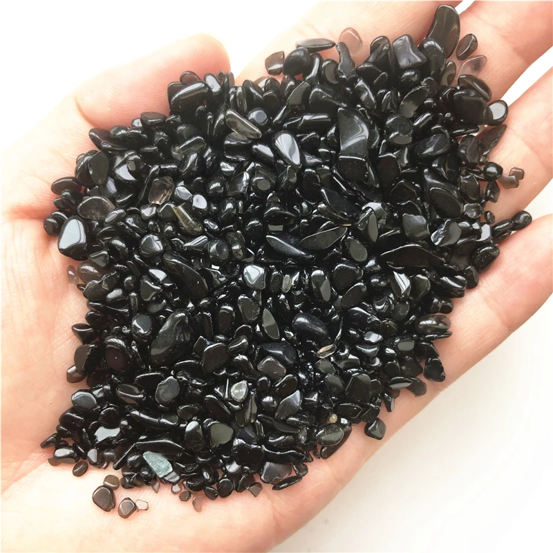 50g 2-4mm Doğal Siyah Obsidyen Kuvars Kristal Mini Taş Kaya Cips Enerji Şifa Toptan Doğal Taşlar ve Mineraller Görüntü 1