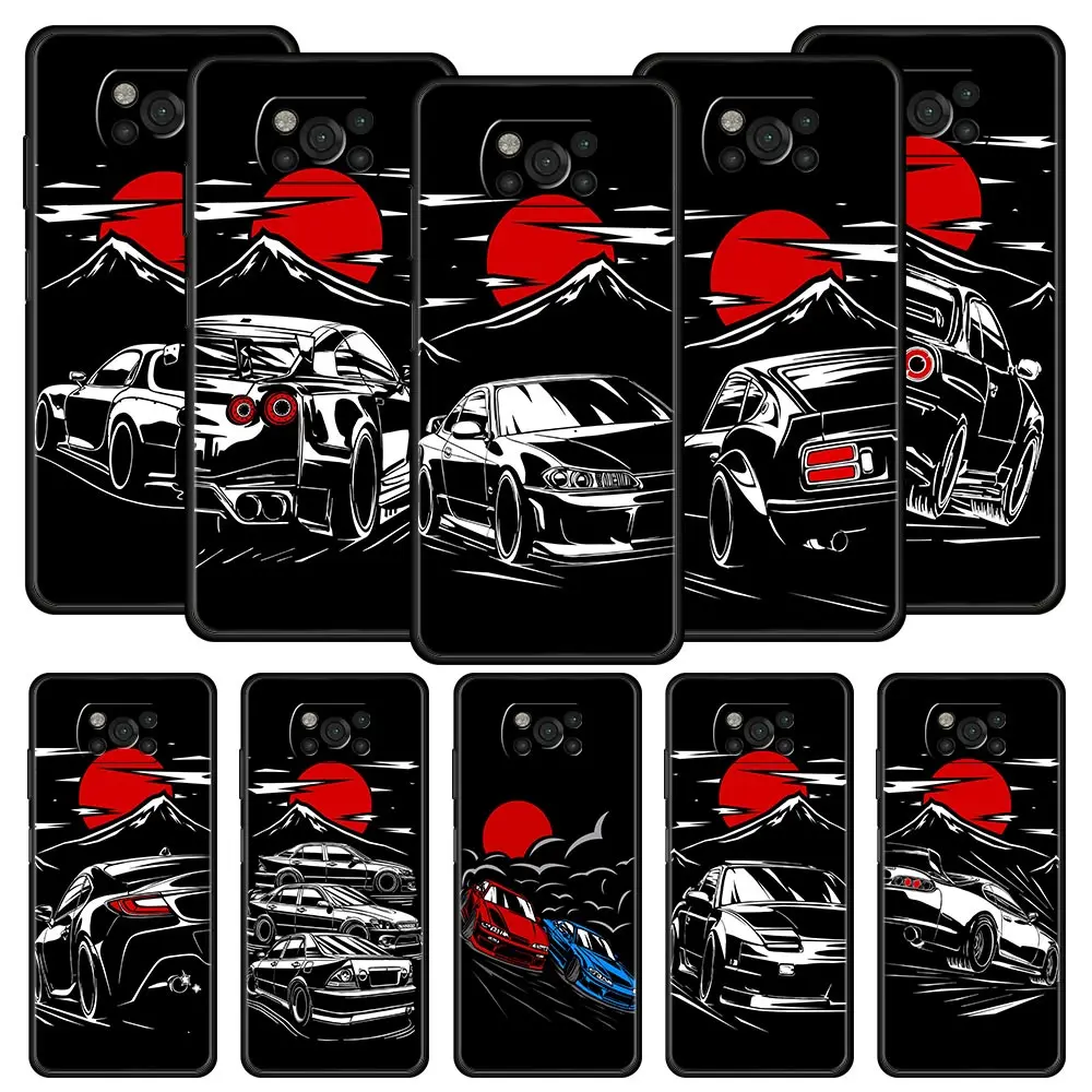 Japonya JDM Spor Arabalar Erkek Erkek Kılıf Xiaomi Poco X4 X3 NFC F3 M3 M4 Mi Not 10 11 Ultra 12 Pro 10T Lite 9T 11i 11X5G Kapak Görüntü 0