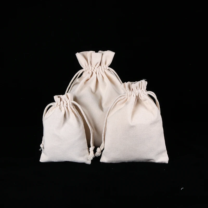 Hotsale 1 adet/grup Doğal keten çantalar Keten Drawstrıngs hediye çantası Kalın Saklama Torbaları Düğün İzle Takı Ambalaj Poşetleri Görüntü 2