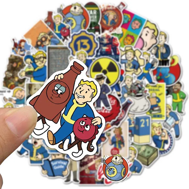 50 Adet Fallout Oyunu Sticker Dizüstü Bagaj Motosiklet Bavul Kaykay Telefon PVC Çıkartmaları DIY Hediye Görüntü 4