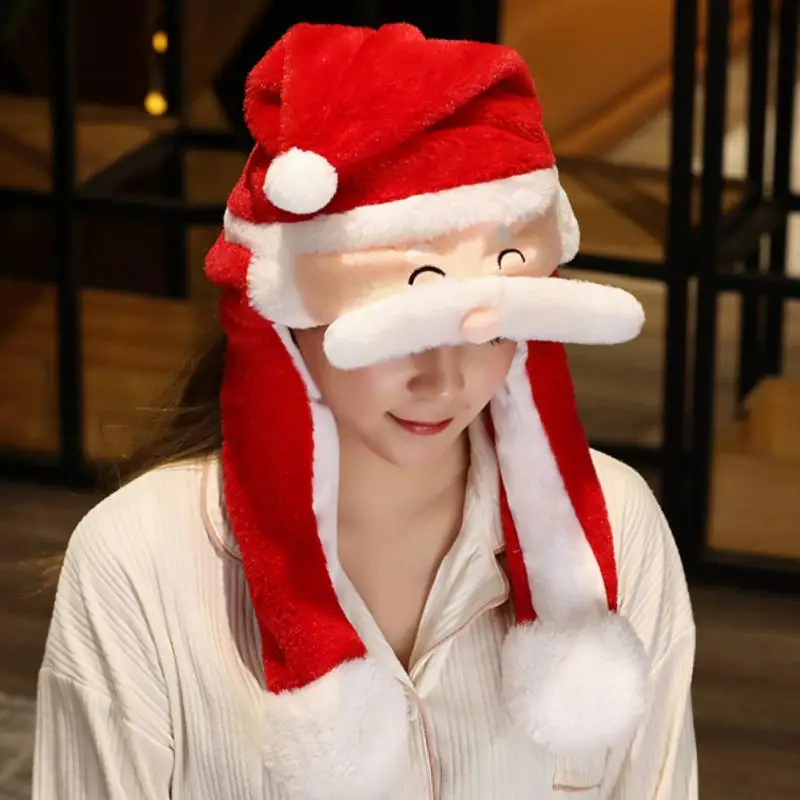 Merry Christmas Şapka Peluş Hareketli Kulaklar Yeni Yıl Kap Kardan Adam Geyik Noel Baba Şapka Çocuklar İçin Çocuk Yetişkin Noel Hediye Dekorasyon Görüntü 2