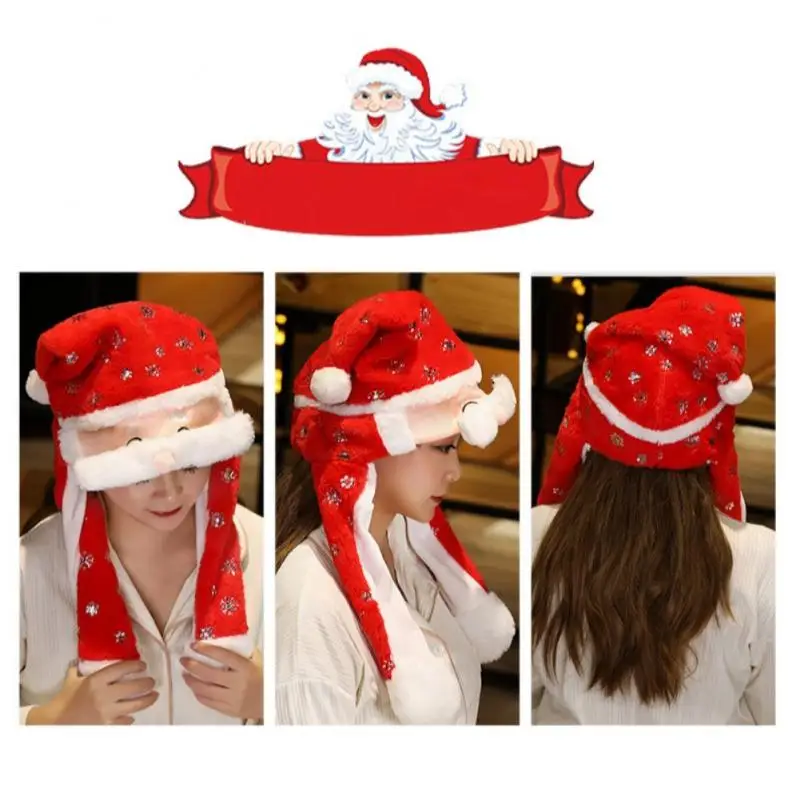 Merry Christmas Şapka Peluş Hareketli Kulaklar Yeni Yıl Kap Kardan Adam Geyik Noel Baba Şapka Çocuklar İçin Çocuk Yetişkin Noel Hediye Dekorasyon Görüntü 5