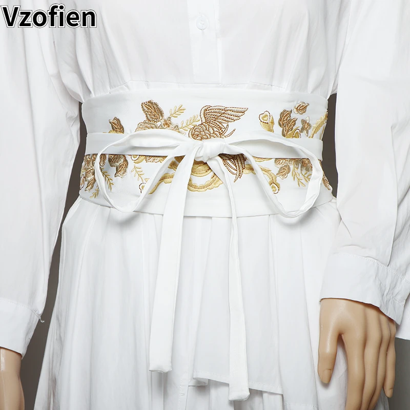 Çiçek Haori Obi Asya Japon Geleneksel Kimono Kemer Bayan Sashes Zarif Hanfu geniş kemer Kemer Moda Bel Dekorasyon Görüntü 0