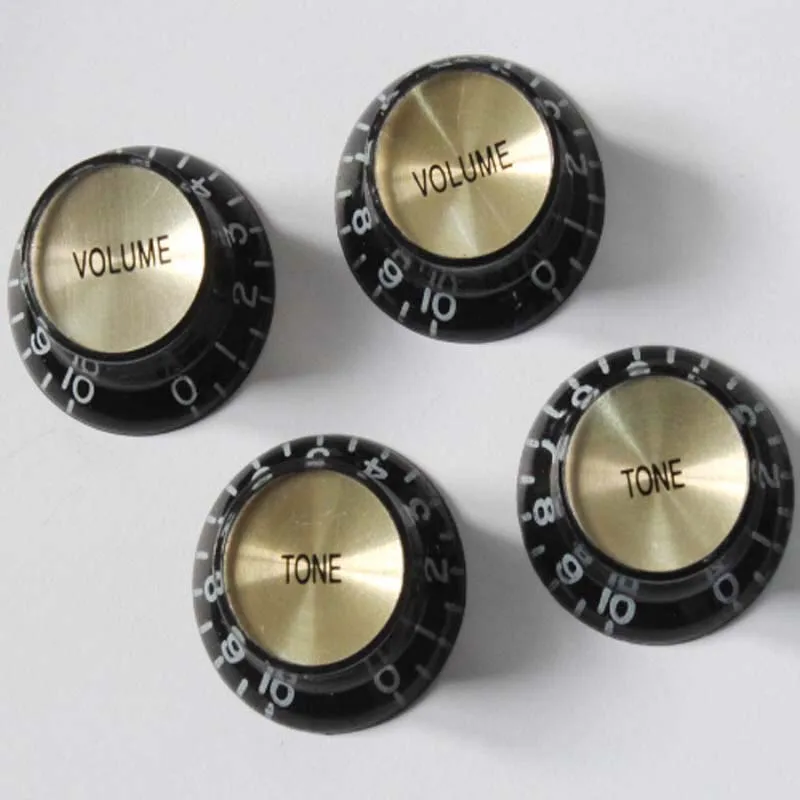 Ücretsiz kargo Bir Dizi 4 adet siyah Hız Kontrol Düğmeleri Elektro Gitar için (2 Ses ve 2 Ton) Görüntü 1