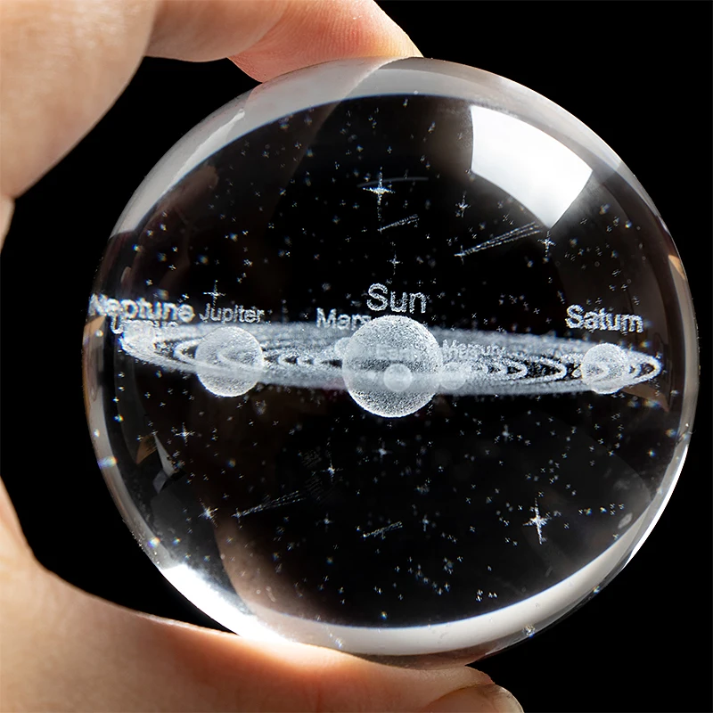 6CM Lazer Kazınmış Güneş Sistemi Topu 3D Minyatür Gezegenler Modeli Küre Cam Küre Süs Ev Dekorasyonu Hediye Astrophile Görüntü 4